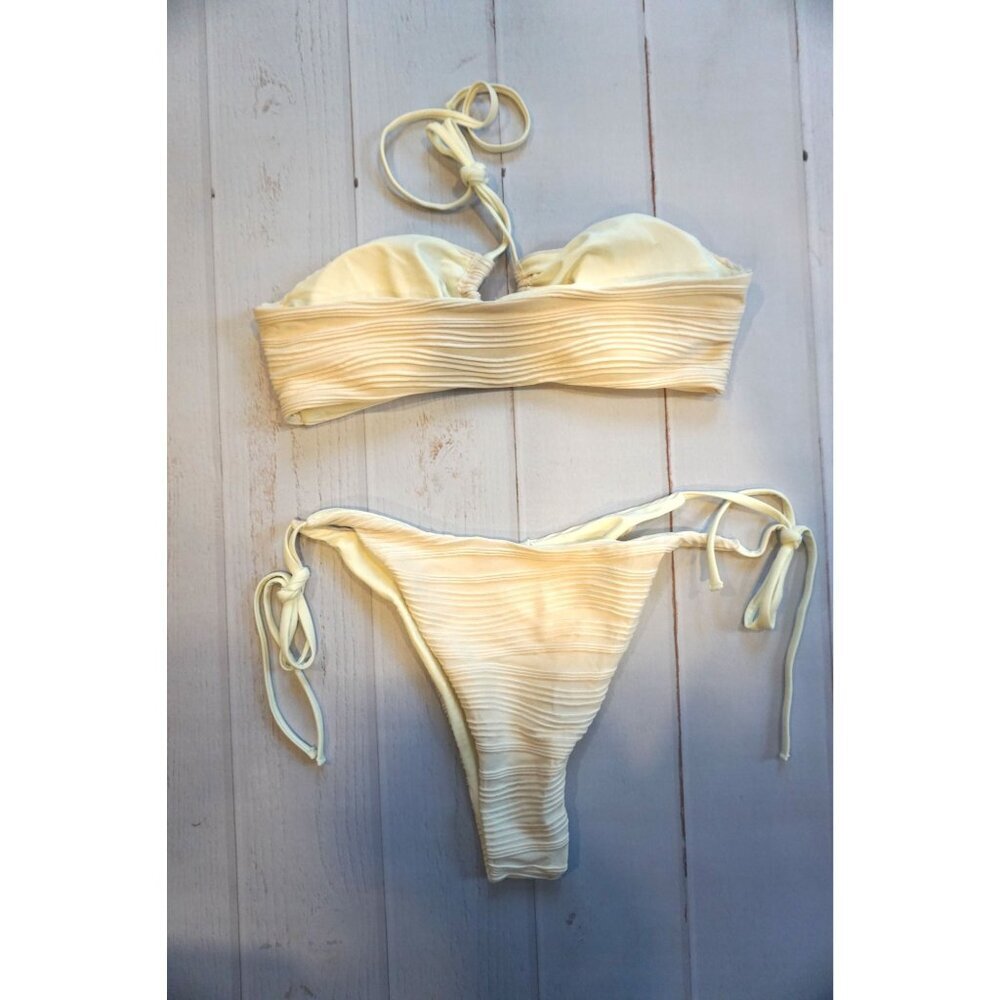 ZAFUL Multiway Textured Drawstring Tie Side Bandeau Bikini - Size XL, NWOT - Picture 4 of 5